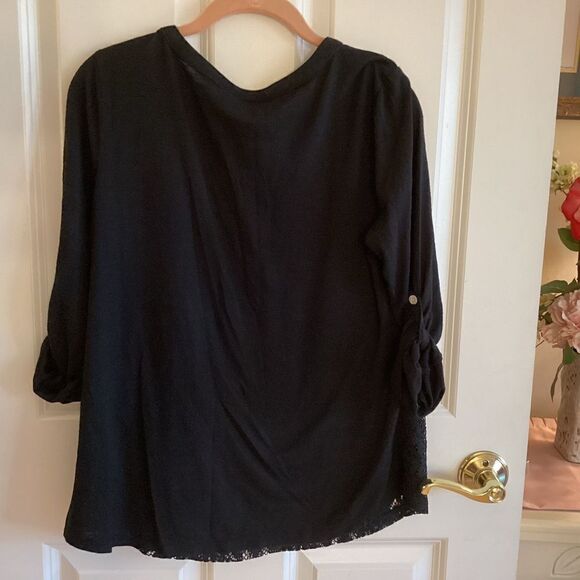 NWOT. Style & Co. (a Macy’s brand) Women’s L /S Black Layered Top - Picture 5 of 10